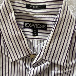 Express Men's Purple Striped Shirt